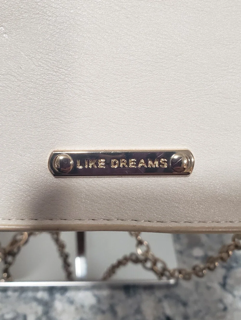 Like Dreams Ivory Square Crossbody Wallet Purse Gold Chain Star Charm Vegan Leat